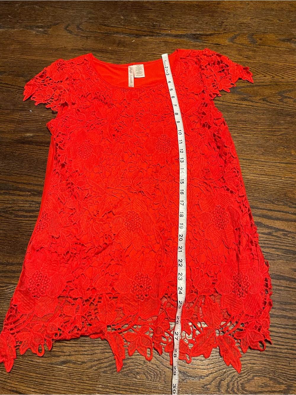 Simply Irresistible Red Lace Short Sleeve Scoop Neck Top size M 100% cotton - Picture 11 of 12